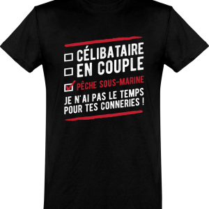 T shirt homme�celibataire en couple peche sous marine