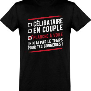 T shirt homme�celibataire en couple planche a voile T shirt homme�celibataire en couple planche a voile