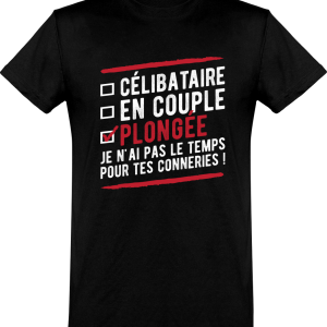 T shirt homme celibataire en couple plongee