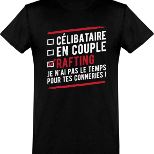 T shirt homme celibataire en couple rafting