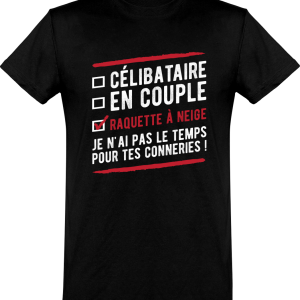 T shirt homme�celibataire en couple raquette a neige T shirt homme�celibataire en couple raquette a neige