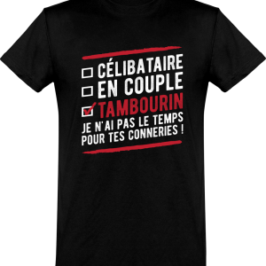 T shirt homme�celibataire en couple tambourin T shirt homme�celibataire en couple tambourin
