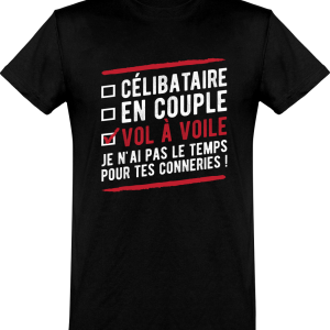 T shirt homme celibataire en couple vol a voile T shirt homme celibataire en couple vol a voile