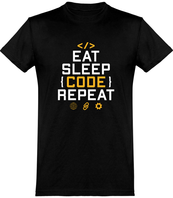 T shirt homme�eat sleep code repeat