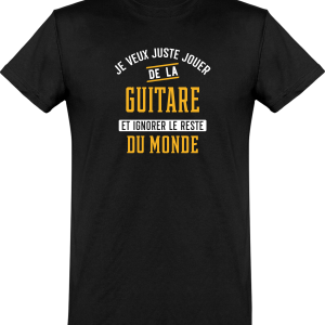 T shirt homme�jouer de la guitare et ignorer le monde T shirt homme�jouer de la guitare et ignorer le monde