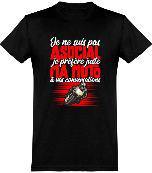 T shirt homme�pas asocial moto