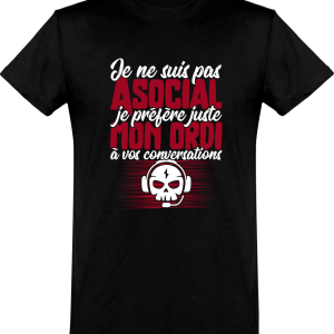 T shirt homme�pas asocial ordi T shirt homme�pas asocial ordi