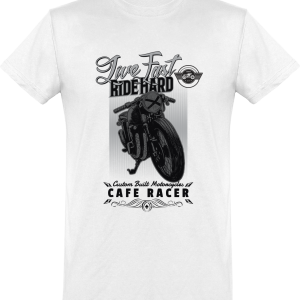 T shirt homme�ride hard moto cafe racer