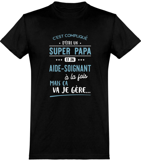 T shirt homme�super papa et aide soignant