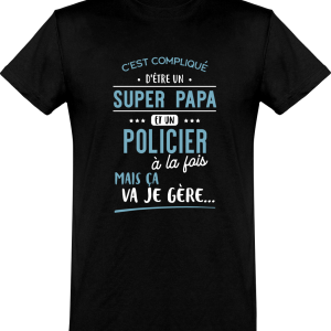 T shirt homme�super papa et policier T shirt homme�super papa et policier