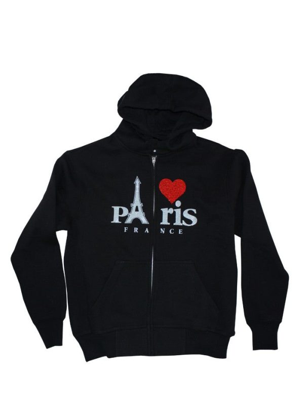 Sweat Shirt Paris coeur strass