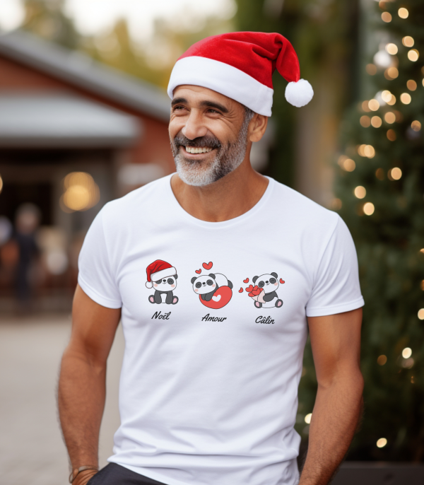 T-shirt Noel Amour et Panda – pour Homme et Femme