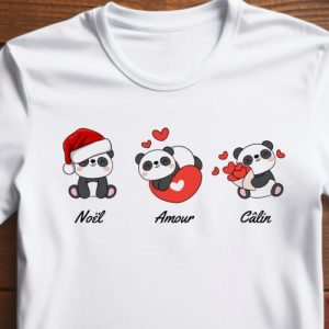 T-shirt Noel Amour et Panda - pour Homme et Femme 2 T shirt Noel Amour et Panda pour Homme et Femme 3