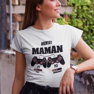 Tee-Shirt Bientot Maman Geek pour femme
