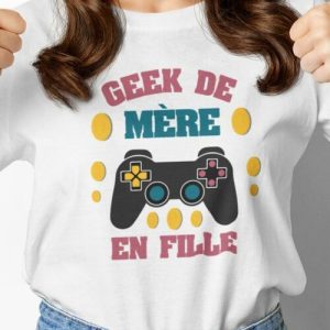 Tee-Shirt Geek de Mere en Fille pour femme