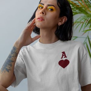 Tee-shirt – Coeur initiale personnalise – Pour femme