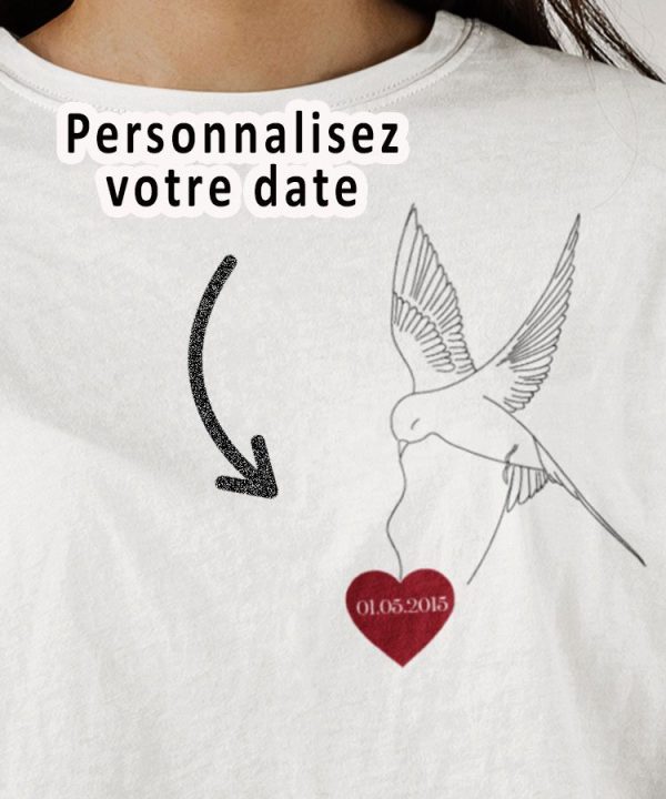 Tee-shirt – Colombe date – Pour femme