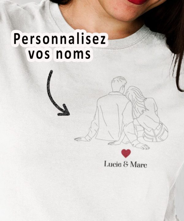 Tee-shirt – Couple dessin personnalise – Pour femme