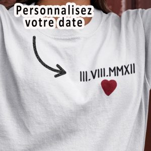 Tee-shirt – Date chiffre romain – Pour femme Tee-shirt – Date chiffre romain – Pour femme