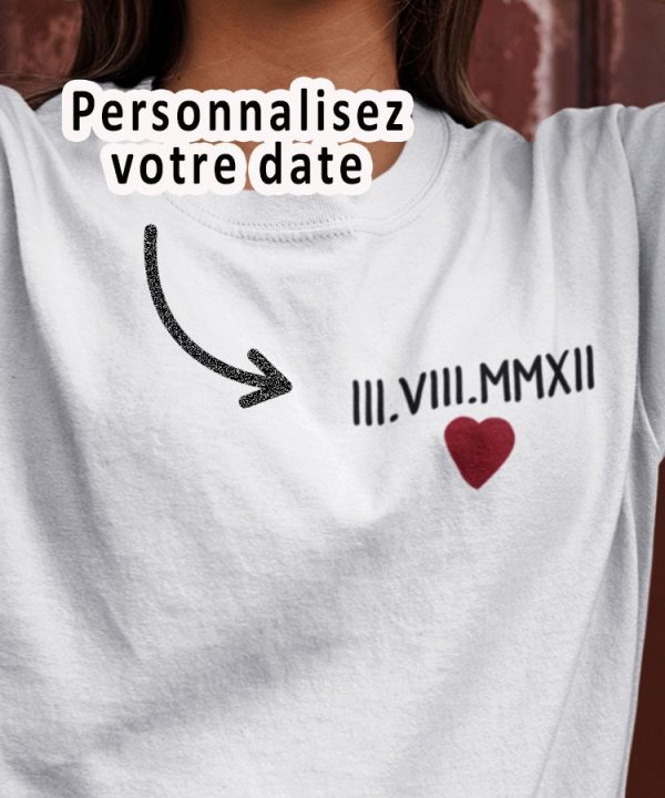 Tee-shirt – Date chiffre romain – Pour femme