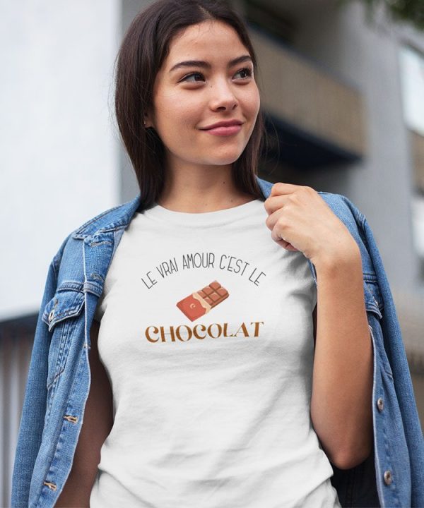 Tee-shirt – Le vrai amour c’est le chocolat – Femme