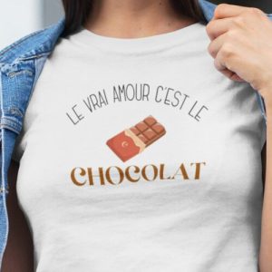 Tee-shirt – Le vrai amour c’est le chocolat – Femme