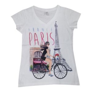 Tee shirt Mademoiselle a velo col V