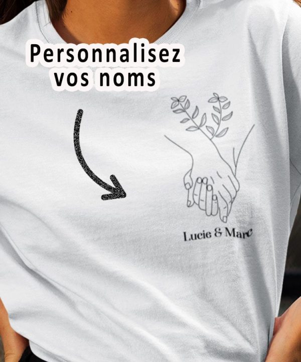 Tee-shirt – Main fleur personnalise – Pour femme