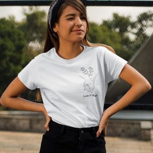 Tee-shirt – Main fleur personnalise – Pour femme
