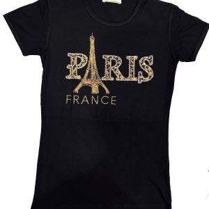 Tee shirt Paris Tour Eiffel strass leopard Tee shirt Paris Tour Eiffel strass leopard