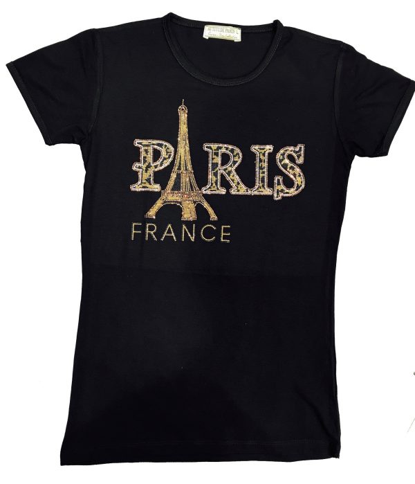 Tee shirt Paris Tour Eiffel strass leopard