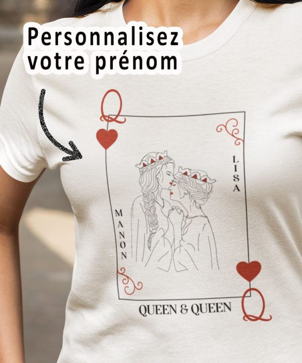 Tee-shirt – Queen and queen carte personnalise – Pour femme