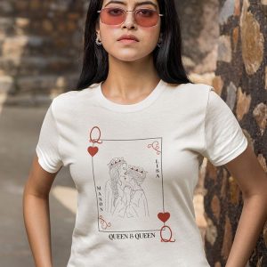 Tee-shirt – Queen and queen carte personnalise – Pour femme