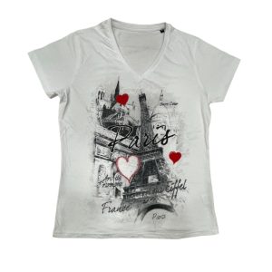 Tee shirt Tour Eiffel Paris Coeur col V