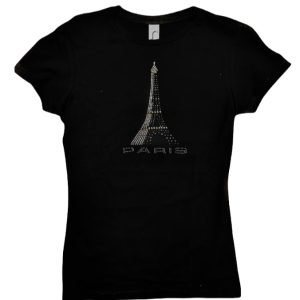 Tee shirt Tour Eiffel Strass 3 couleurs stylise Tee shirt Tour Eiffel Strass 3 couleurs stylise