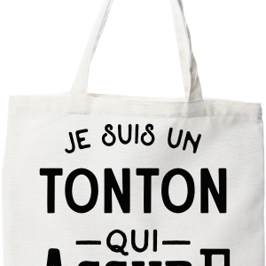 Tote bag coton recycle je suis un tonton qui assure Tote bag coton recycle je suis un tonton qui assure