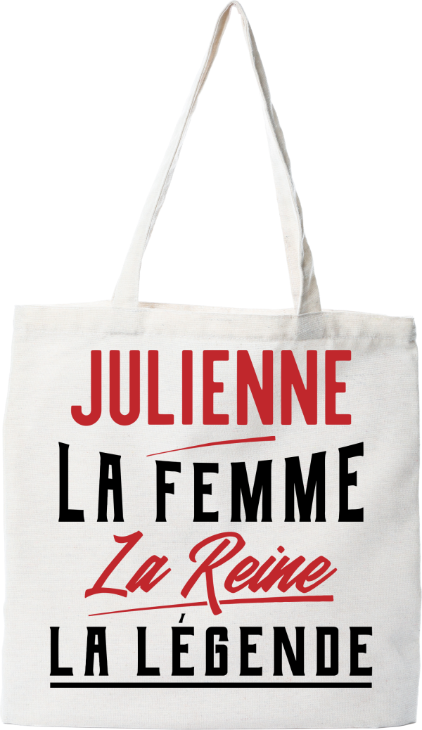 Tote bag coton recycle julienne la femme la reine la legende