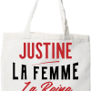 Tote bag coton recycle justine la femme la reine la legende
