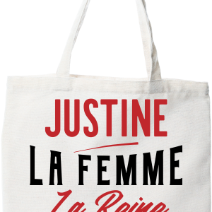 Tote bag coton recycle justine la femme la reine la legende