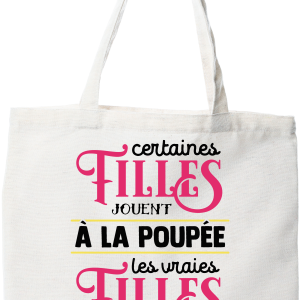 Tote bag coton recycle les vraies vont a la peche