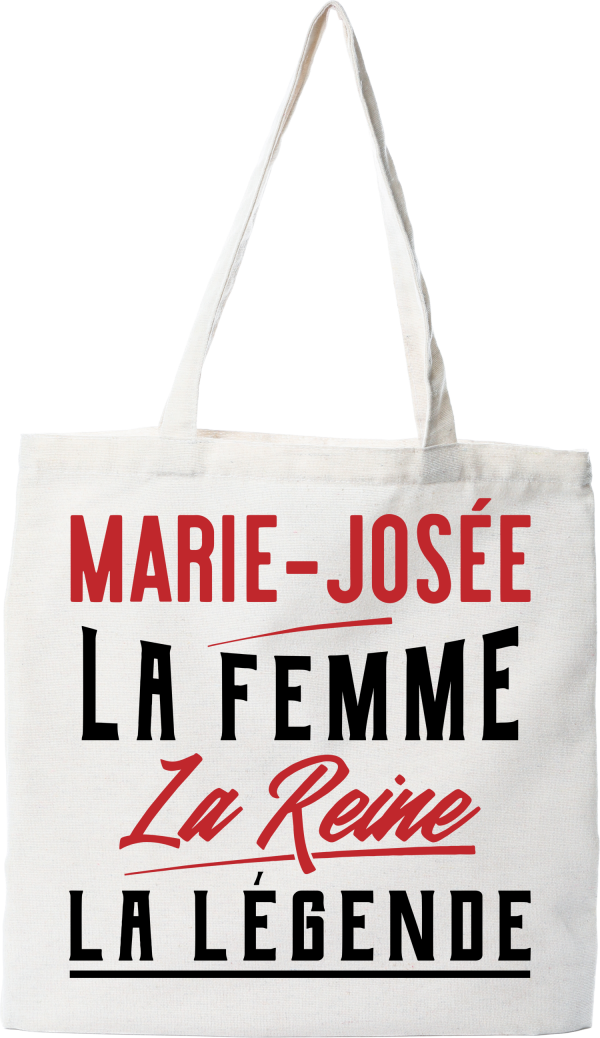 Tote bag coton recycle marie-josee la femme la reine la legende