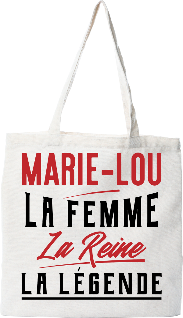 Tote bag coton recycle marie-lou la femme la reine la legende