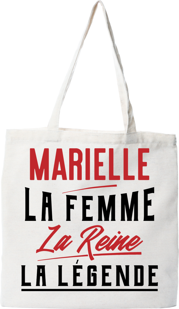 Tote bag coton recycle marielle la femme la reine la legende