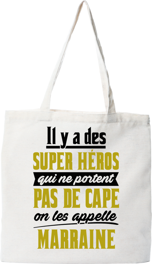 Tote bag coton recycle marraine super hero