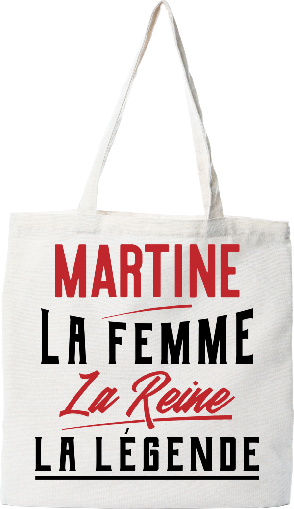 Tote bag coton recycle martine la femme la reine la legende