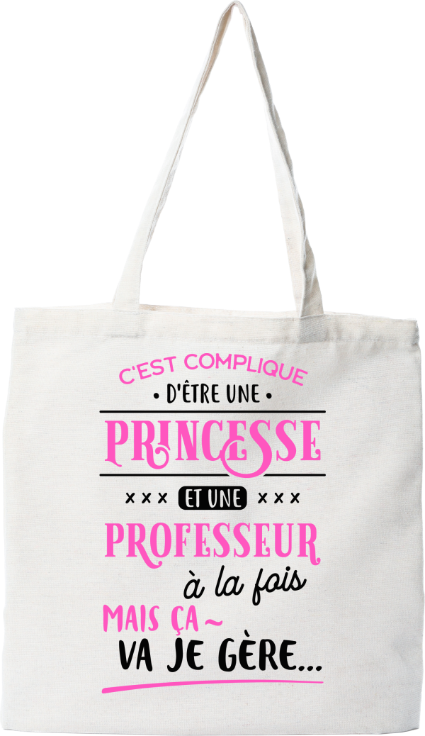 Tote bag coton recycle princesse et professeur