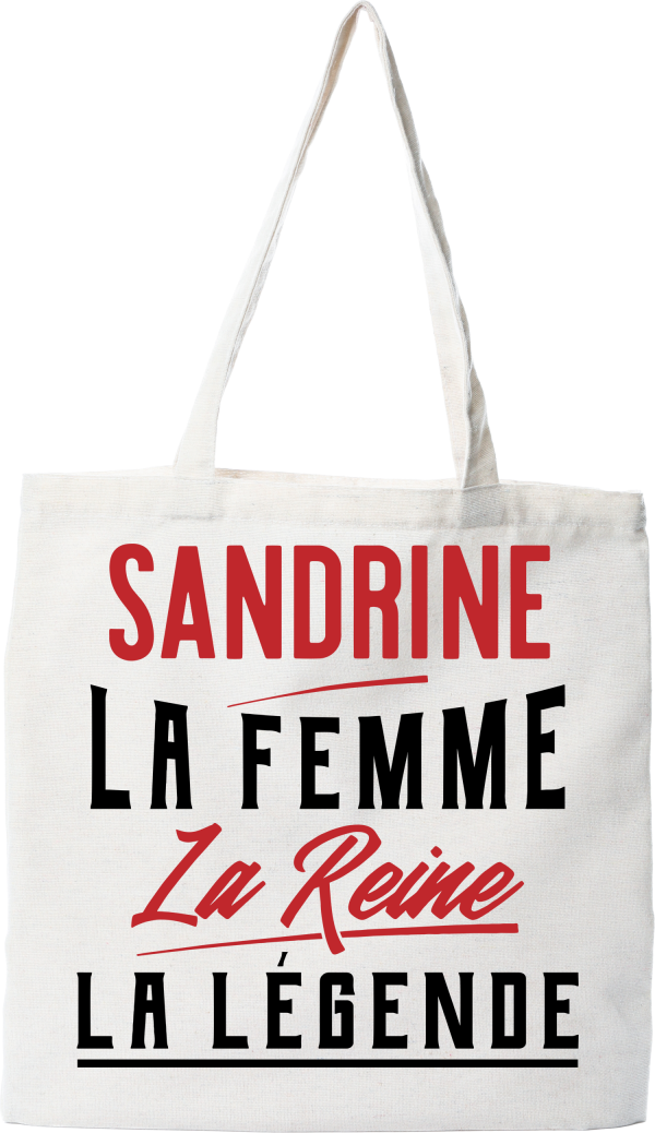 Tote bag coton recycle sandrine la femme la reine la legende