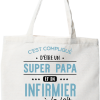 Tote bag coton recycle super papa et infirmier