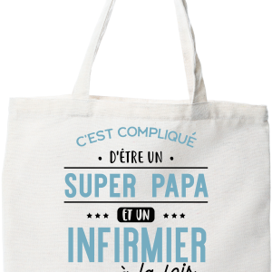 Tote bag coton recycle super papa et infirmier