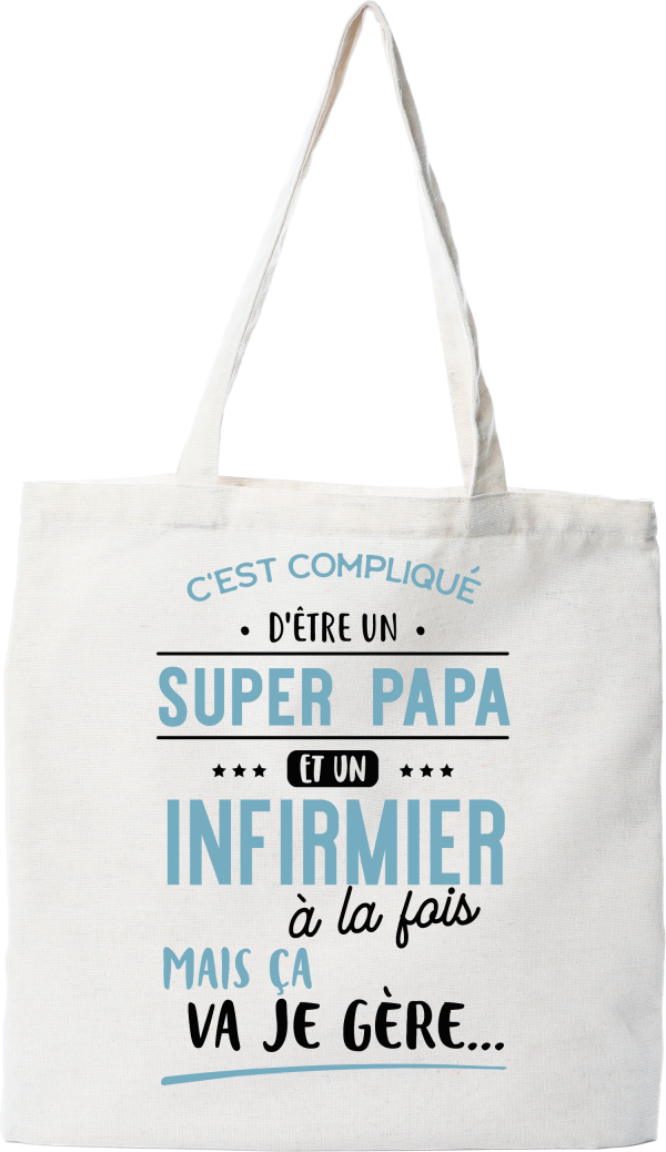 Tote bag coton recycle super papa et infirmier